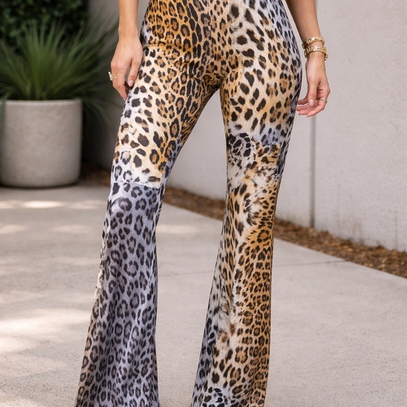 Just Cavalli Pants - Leopard Print Flare Pants - Women's Animal Print Trousers